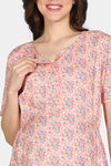 Coucou Maternity Woven Mid Calf Length Loungewear Dress With Front Open Button - Rose Pink — thumbnail 5